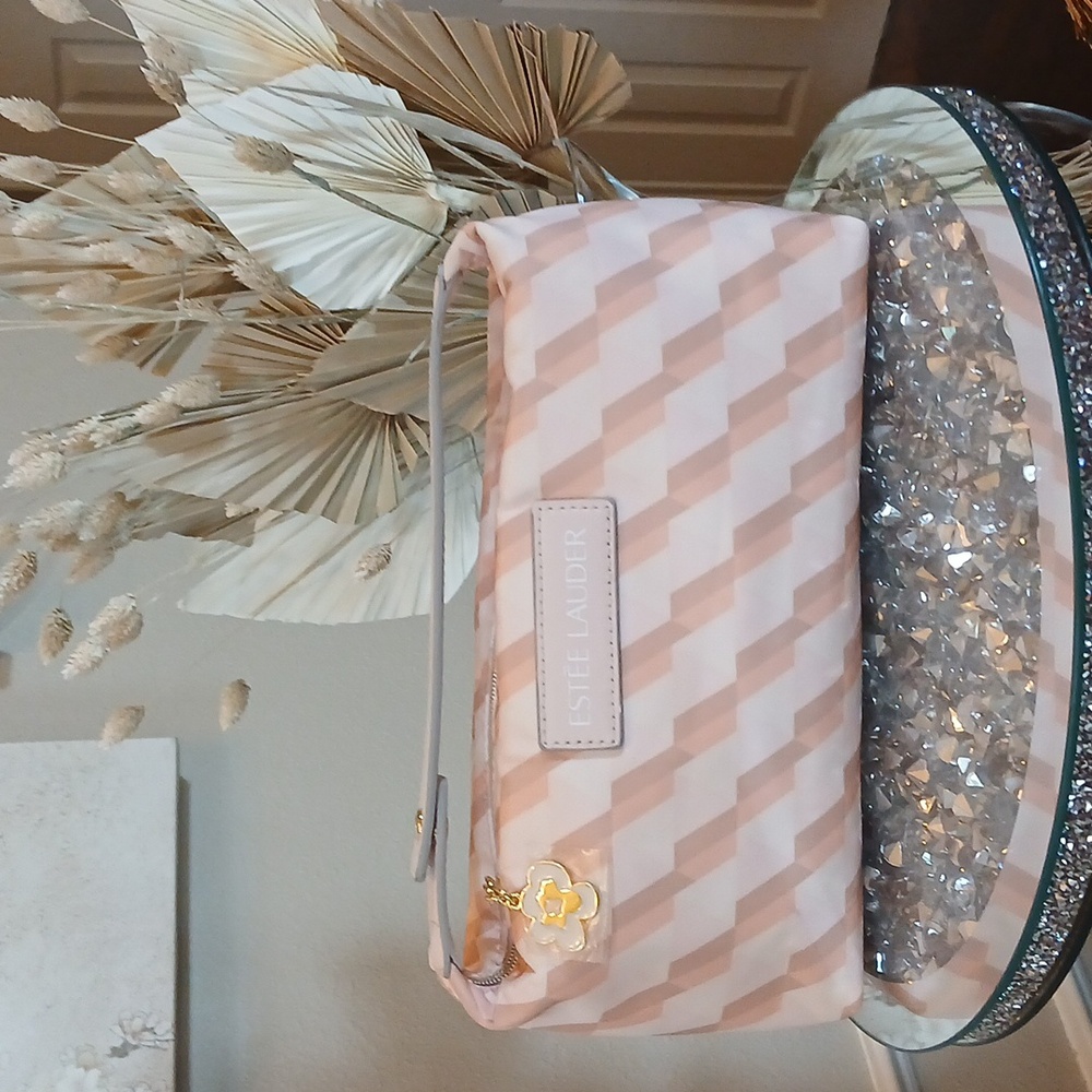 Estee Lauder Pink and Cream Cosmetic Makeup Bag